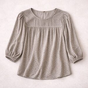 Ophelia Roe 1X Taupe Leopard Print Blouse Peasant Top Flowy Boho Lightweight